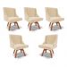Kit 5 Cadeiras Decorativas Sala de Jantar Base Giratória de Madeira Firenze Suede Bege/Natural G19 - Gran Belo
