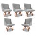 Kit 5 Cadeiras Decorativas Sala de Jantar Base Giratória de Madeira Firenze Suede Cinza/Natural G19 - Gran Belo