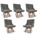 Kit 5 Cadeiras Decorativas Sala de Jantar Base Giratória de Madeira Firenze Suede Grafite/Natural G19 - Gran Belo