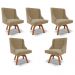 Kit 5 Cadeiras Decorativas Sala de Jantar Base Giratória de Madeira Firenze Suede Nude/Natural G19 - Gran Belo