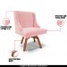 Kit 5 Cadeiras Decorativas Sala de Jantar Base Giratória de Madeira Firenze Suede Rosa Bebê/Natural G19 - Gran Belo