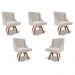 Kit 5 Cadeiras Decorativas Sala de Jantar Base Giratória de Madeira Firenze Veludo Cinza/Natural G19 - Gran Belo