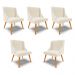 Kit 5 Cadeiras Decorativas Sala de Jantar Pés Palito de Madeira Firenze Linho Bege/Natural G19 - Gran Belo