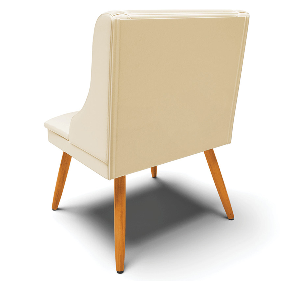 Kit 5 Cadeiras Decorativas Sala de Jantar Pés Palito de Madeira Firenze PU Bege/Natural G19 - Gran Belo