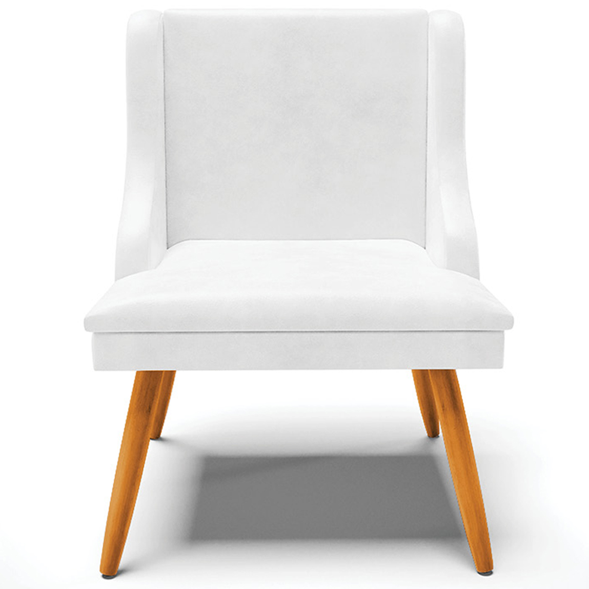 Kit 5 Cadeiras Decorativas Sala de Jantar Pés Palito de Madeira Firenze PU Branco Brilho/Natural G19 - Gran Belo