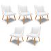 Kit 5 Cadeiras Decorativas Sala de Jantar Pés Palito de Madeira Firenze PU Branco Fosco/Natural G19 - Gran Belo