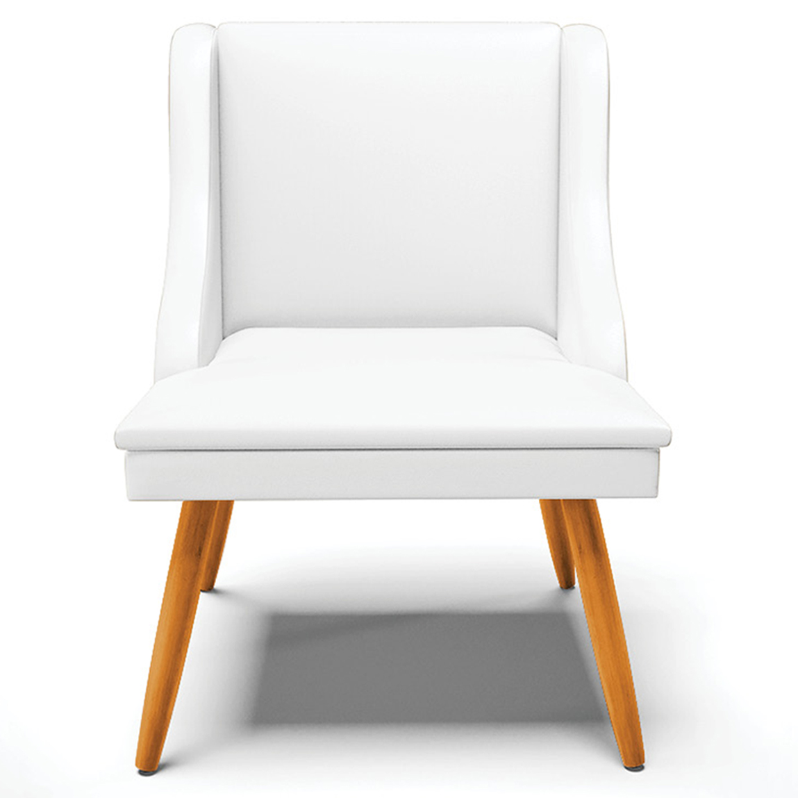 Kit 5 Cadeiras Decorativas Sala de Jantar Pés Palito de Madeira Firenze PU Branco Fosco/Natural G19 - Gran Belo