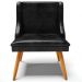 Kit 5 Cadeiras Decorativas Sala de Jantar Pés Palito de Madeira Firenze PU Preto Brilho/Natural G19 - Gran Belo
