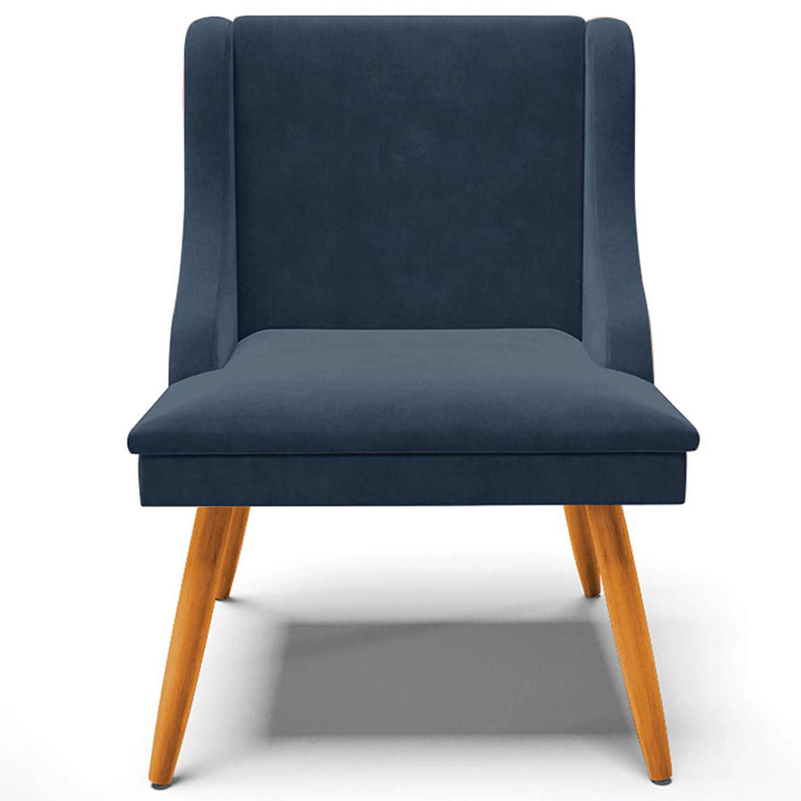 Kit 5 Cadeiras Decorativas Sala de Jantar Pés Palito de Madeira Firenze Suede Azul Marinho/Natural G19 - Gran Belo