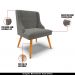 Kit 5 Cadeiras Decorativas Sala de Jantar Pés Palito de Madeira Firenze Suede Grafite/Natural G19 - Gran Belo
