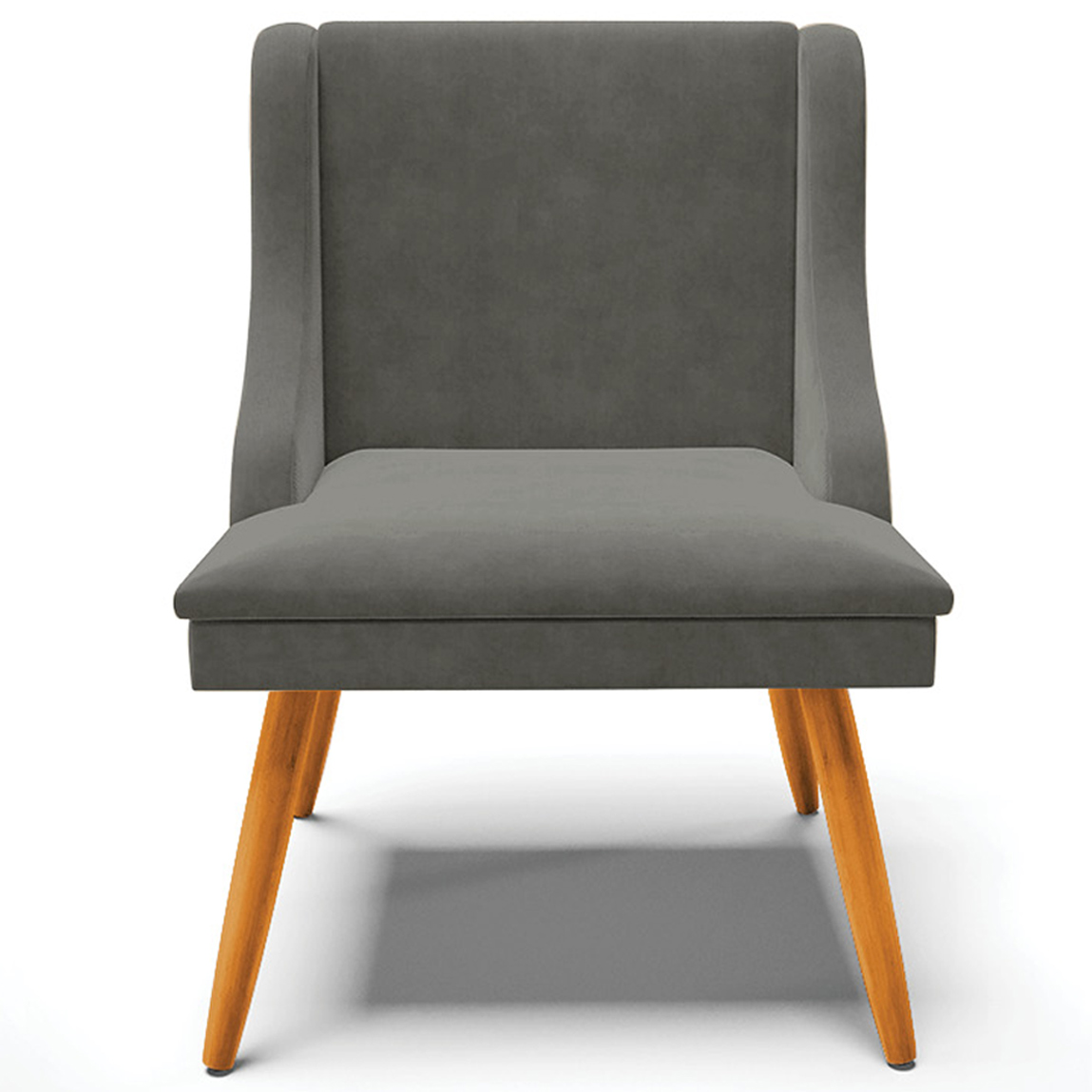 Kit 5 Cadeiras Decorativas Sala de Jantar Pés Palito de Madeira Firenze Suede Grafite/Natural G19 - Gran Belo