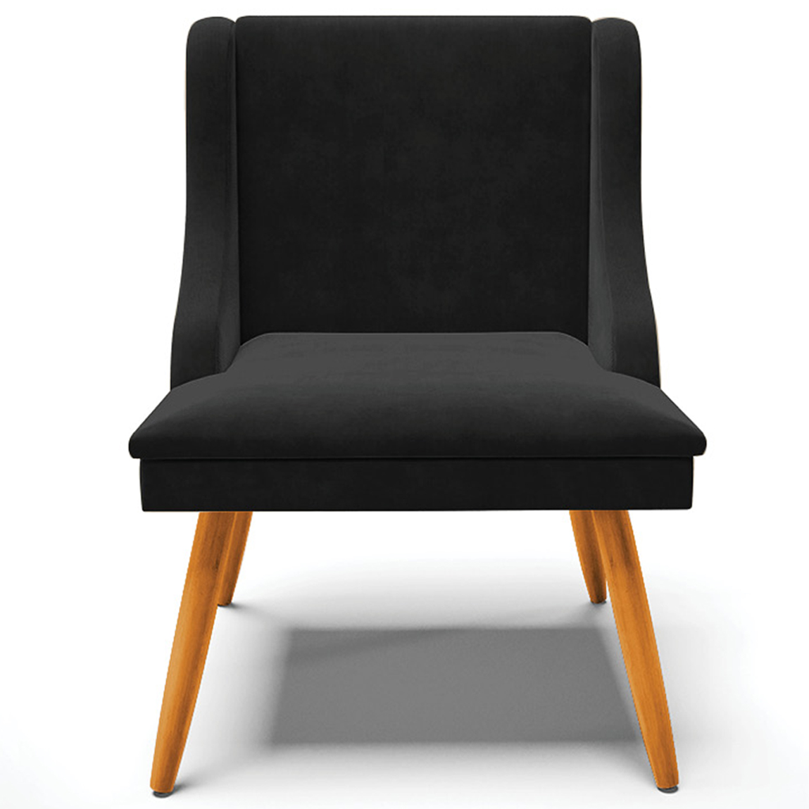 Kit 5 Cadeiras Decorativas Sala de Jantar Pés Palito de Madeira Firenze Suede Preto/Natural G19 - Gran Belo