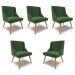 Kit 5 Cadeiras Decorativas Sala de Jantar Pés Palito de Madeira Firenze Suede Verde Esmeralda/Natural G19 - Gran Belo
