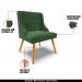 Kit 5 Cadeiras Decorativas Sala de Jantar Pés Palito de Madeira Firenze Suede Verde Esmeralda/Natural G19 - Gran Belo