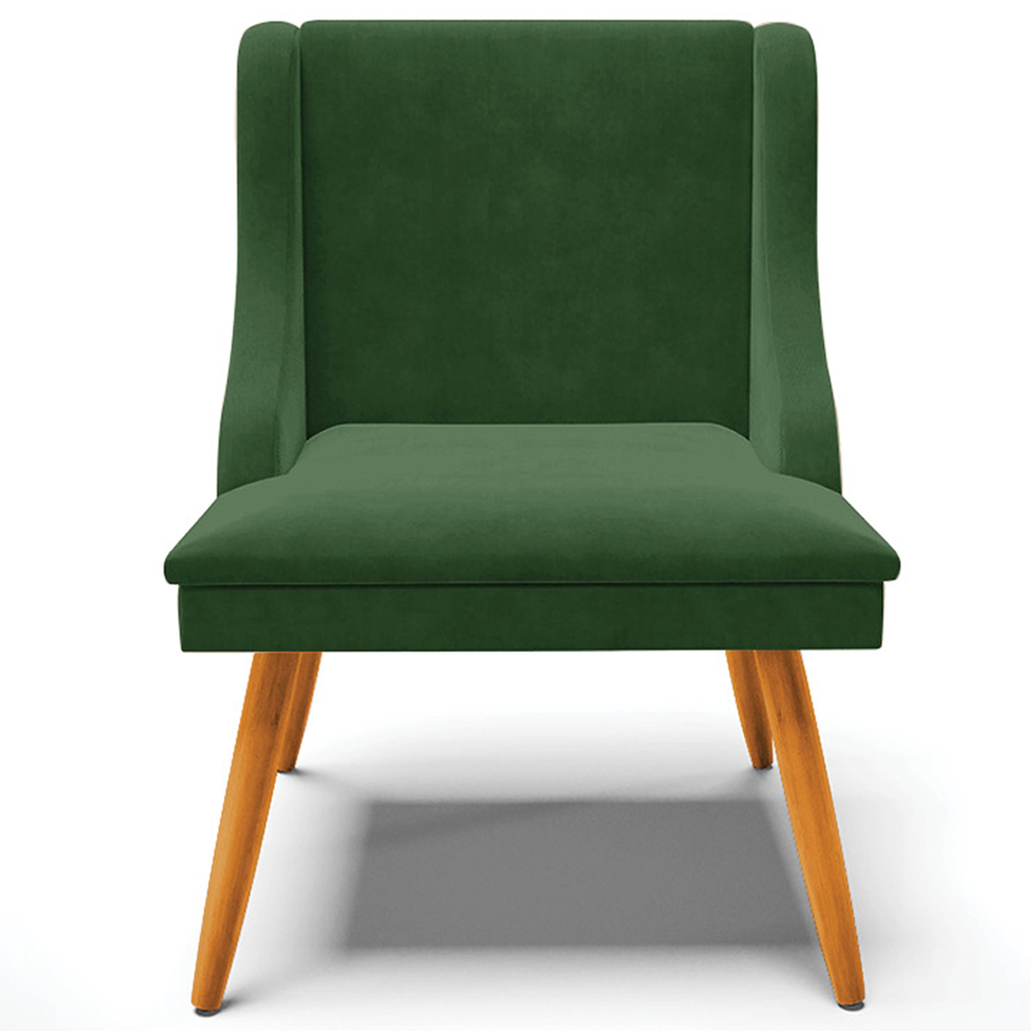 Kit 5 Cadeiras Decorativas Sala de Jantar Pés Palito de Madeira Firenze Suede Verde Esmeralda/Natural G19 - Gran Belo