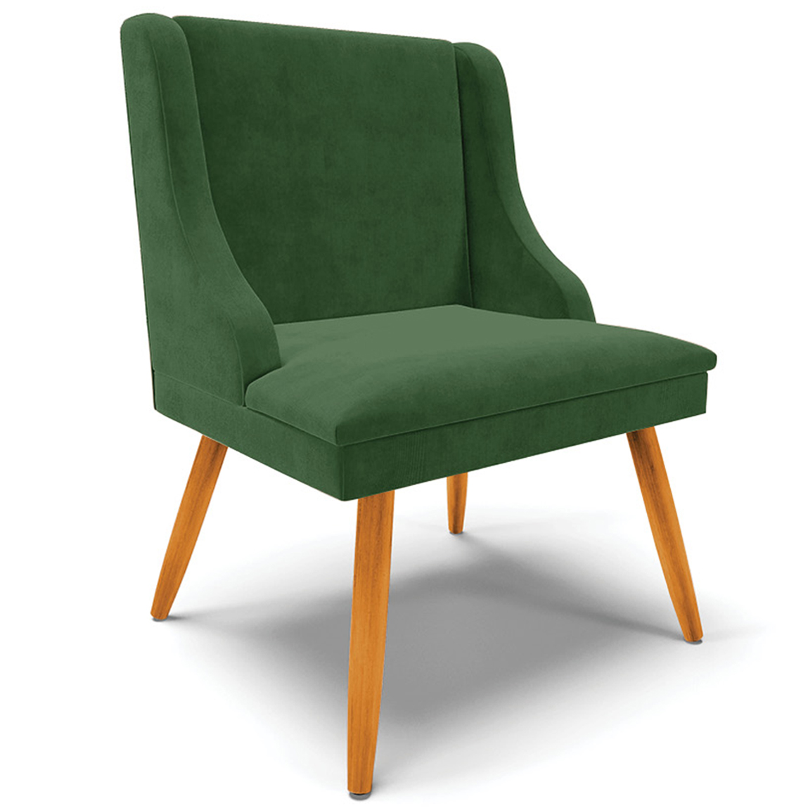 Kit 5 Cadeiras Decorativas Sala de Jantar Pés Palito de Madeira Firenze Suede Verde Esmeralda/Natural G19 - Gran Belo