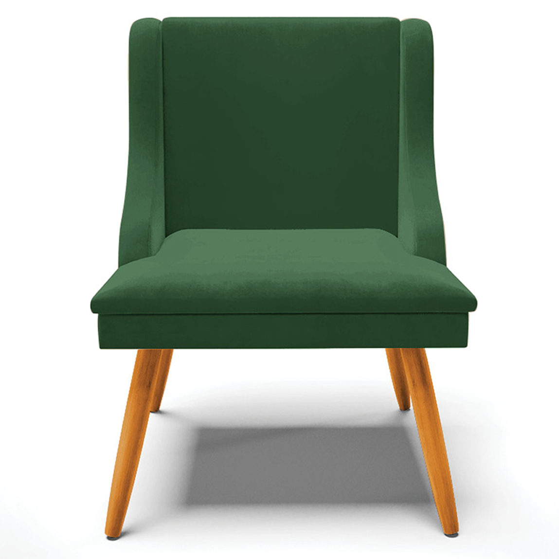 Kit 5 Cadeiras Decorativas Sala de Jantar Pés Palito de Madeira Firenze Veludo Verde/Natural G19 - Gran Belo