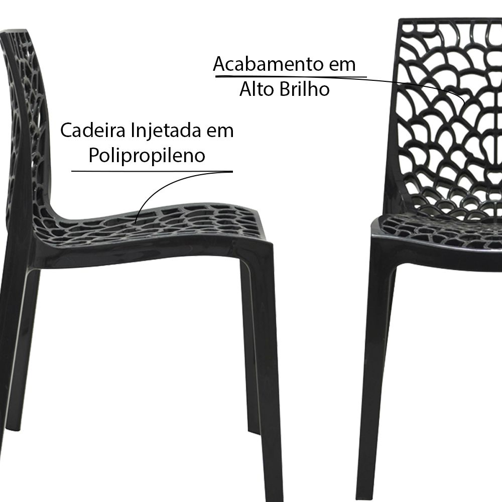 Kit 5 Cadeiras Decorativas Sala e Cozinha Cruzzer (PP) Preta - Gran Belo