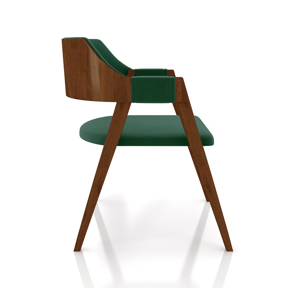Kit 5 Cadeiras Sala de Jantar e Jogos Carteados Madeira Maciça Poker Veludo Verde/Imbuia G42 - Gran Belo