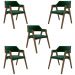 Kit 5 Cadeiras Sala de Jantar e Jogos Carteados Madeira Maciça Poker Veludo Verde/Nogueira G42 - Gran Belo