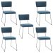 Kit 5 Cadeiras de Jantar Decorativa Base Aço Preto Luigi Linho Azul Jeans - Gran Belo