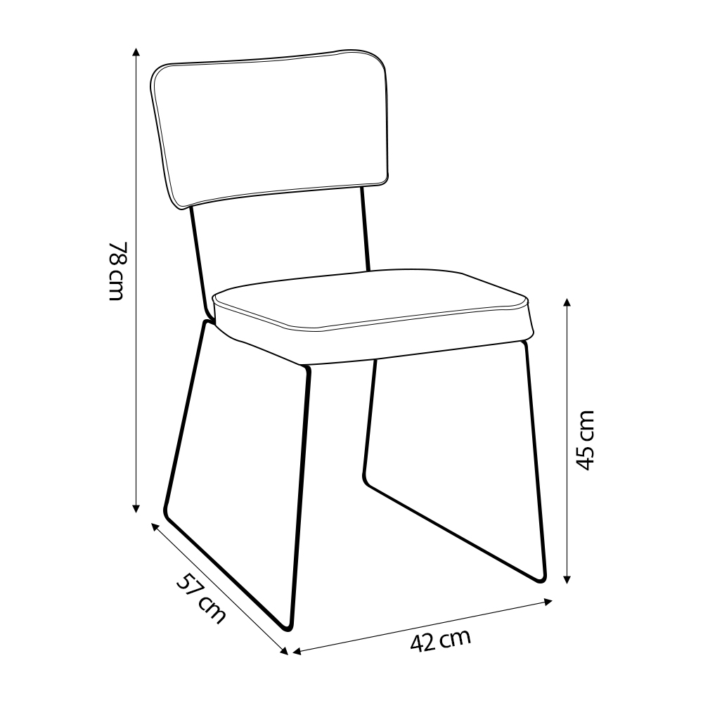 Kit 5 Cadeiras de Jantar Decorativa Base Aço Preto Luigi Linho Azul Jeans - Gran Belo