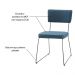 Kit 5 Cadeiras de Jantar Decorativa Base Aço Preto Luigi Linho Azul Jeans - Gran Belo