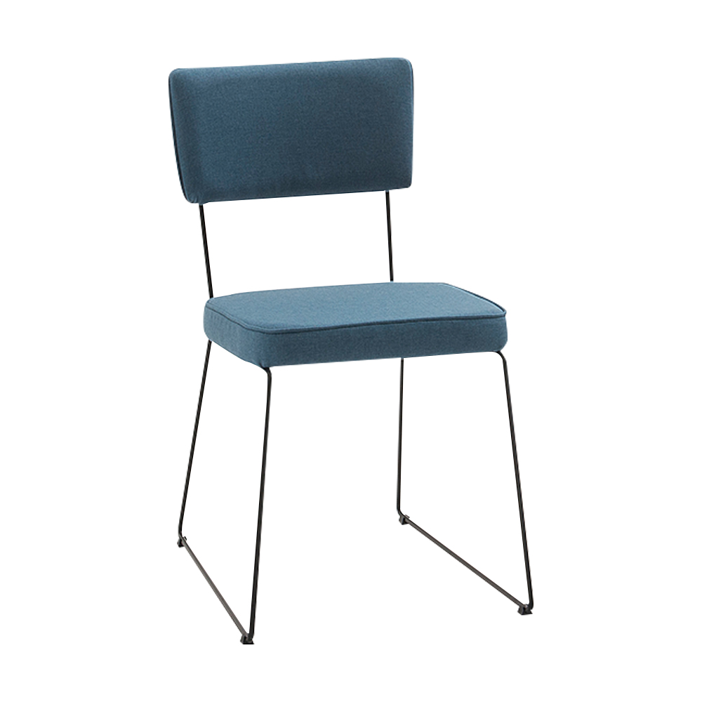 Kit 5 Cadeiras de Jantar Decorativa Base Aço Preto Luigi Linho Azul Jeans - Gran Belo