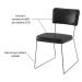 Kit 5 Cadeiras de Jantar Decorativa Base Aço Preto Luigi PU Preto G17 - Gran Belo