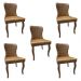 Kit 5 Cadeiras de Jantar Duque PU Marrom Design Elegante Pés Madeira G48 - Gran Belo