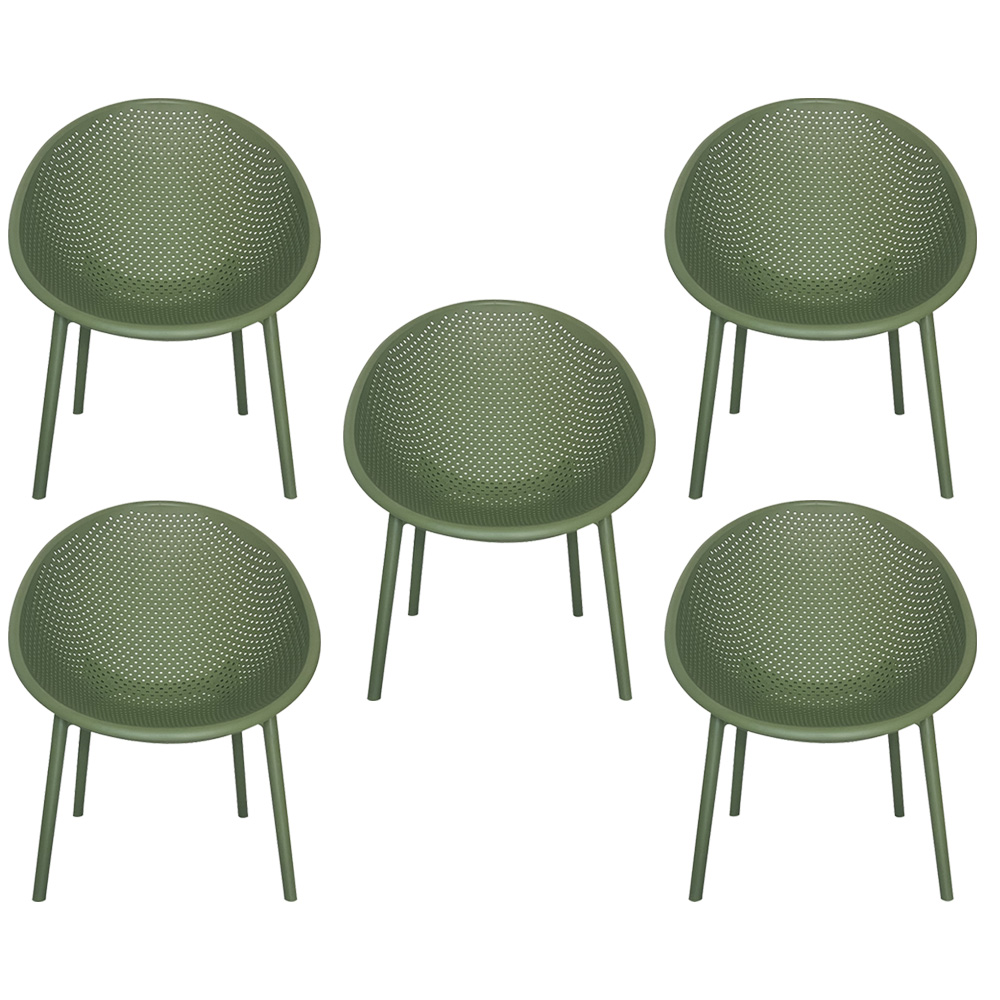 Kit 5 Poltronas Área Externa de PP Marina com Base Desmontável Verde G56 - Gran Belo