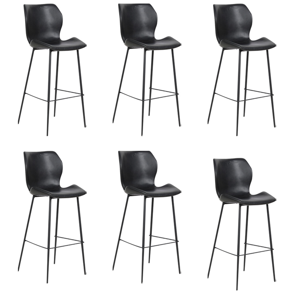 Kit 6 Banquetas Base Aço Fixa Naboo PU Preto G56 - Gran Belo