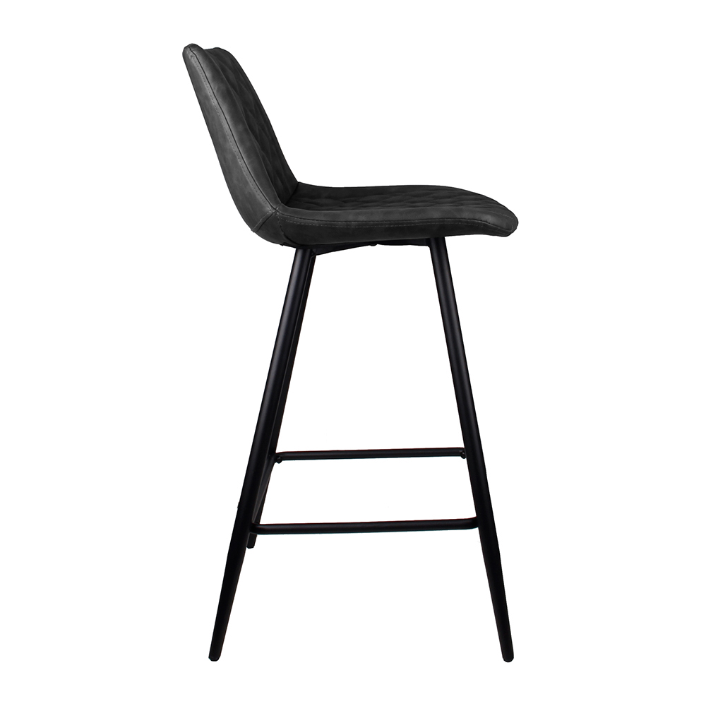 Kit 6 Banquetas Decorativas Magé PU Matelassê c/Apoio para os Pés Base em Aço Cinza G56 - Gran Belo