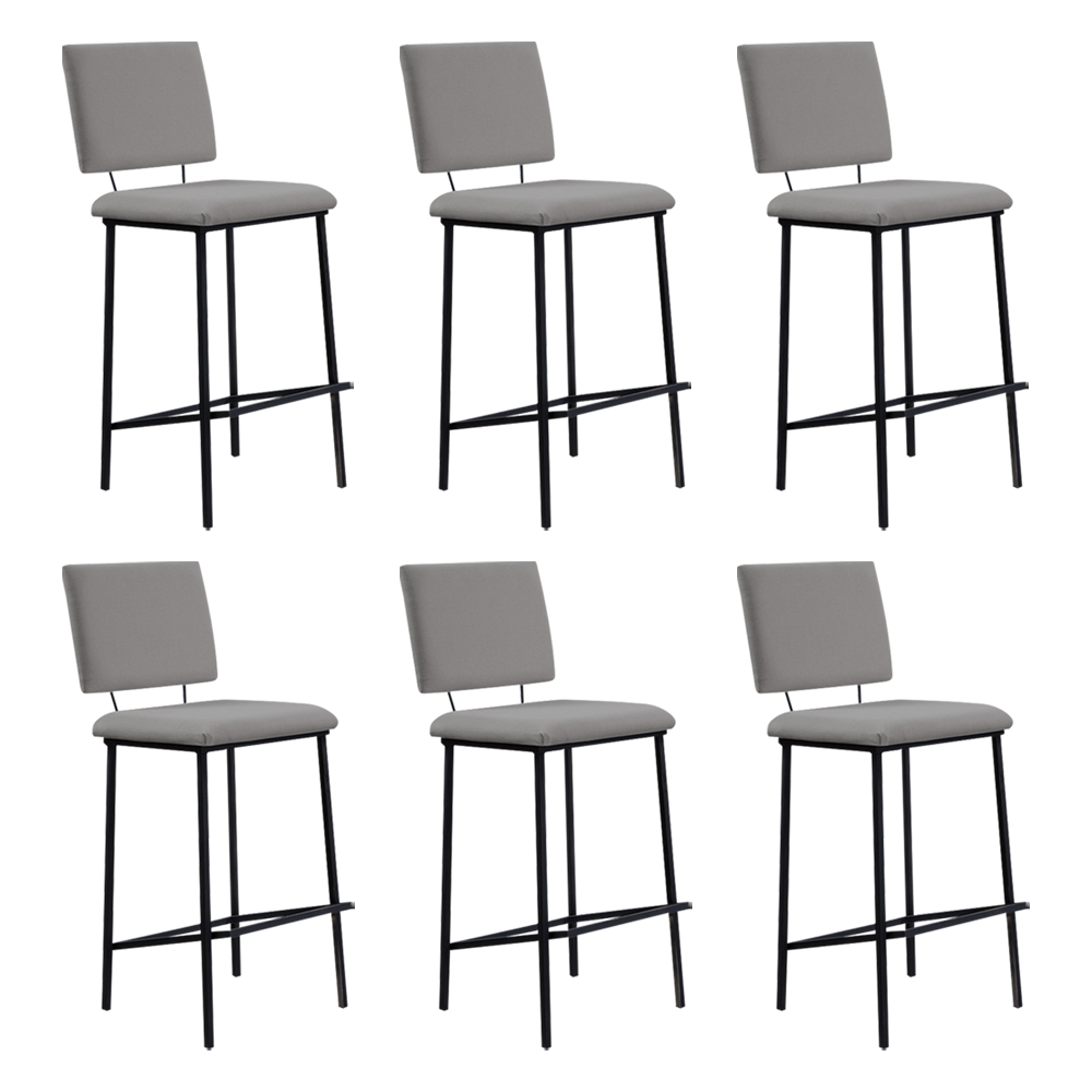 Kit 6 Banquetas Fixa Decorativa Base de Aço Marcius Linho Cinza G17 - Gran Belo