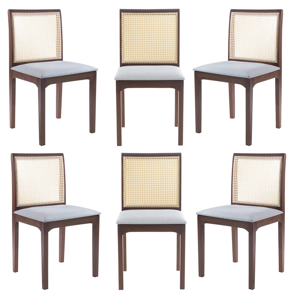 Kit 6 Cadeira Decorativa Sala de Jantar Steve Amêndoa G55 - Gran Belo