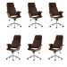 Kit 6 Cadeira de Escritório Home Office Decorativas Casemiro PU c/Regulagem de Altura Base Giratória Marrom G56 - Gran Belo