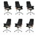 Kit 6 Cadeira de Escritório Home Office Decorativas Casemiro PU c/Regulagem de Altura Base Giratória Preto G56 - Gran Belo