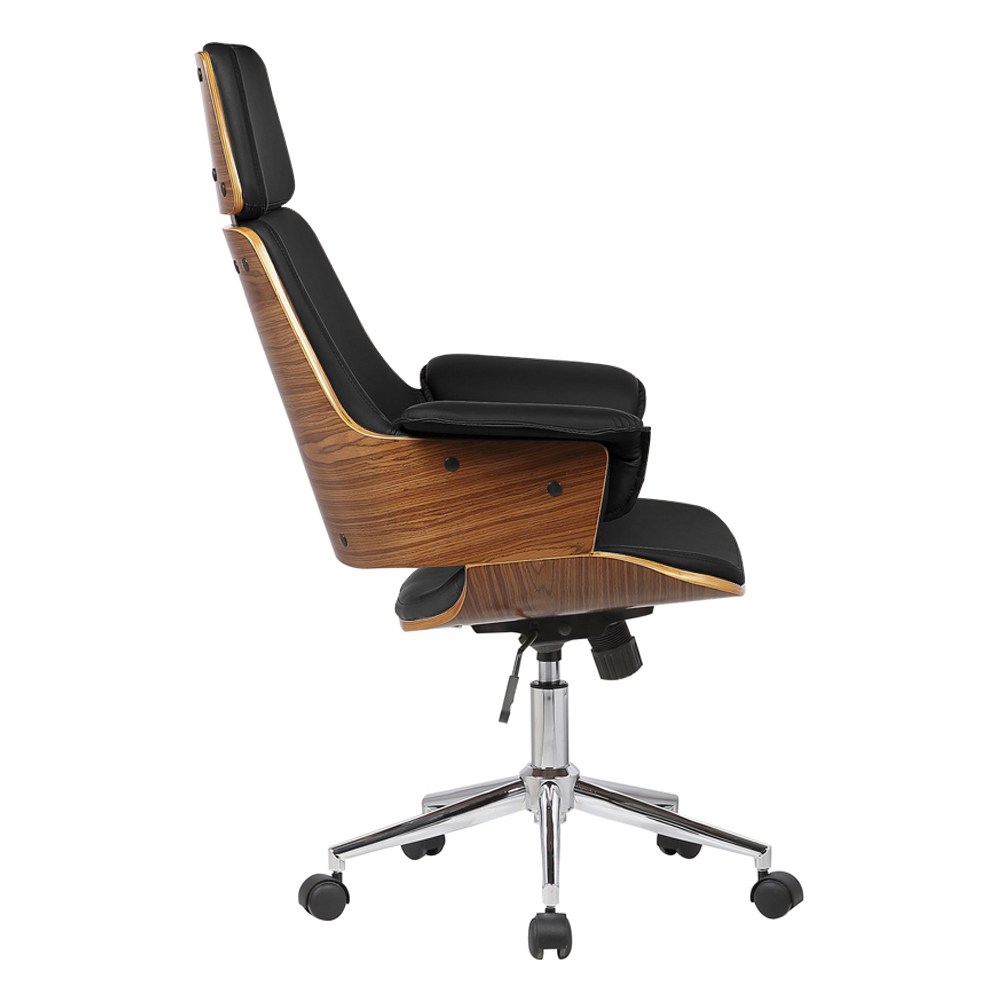 Kit 6 Cadeira de Escritório Home Office Decorativas Casemiro PU c/Regulagem de Altura Base Giratória Preto G56 - Gran Belo