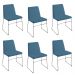 Kit 6 Cadeiras Decorativa Sala de Jantar Anne Linho Azul G17 - Gran Belo