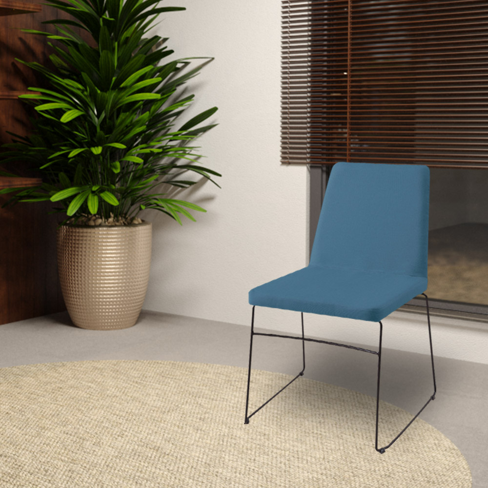 Kit 6 Cadeiras Decorativa Sala de Jantar Anne Linho Azul G17 - Gran Belo