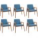 Kit 6 Cadeiras Decorativa Sala de Jantar Sidnei Linho Azul G17 - Gran Belo