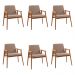 Kit 6 Cadeiras Decorativa Sala de Jantar Sidnei Linho Bege G17 - Gran Belo