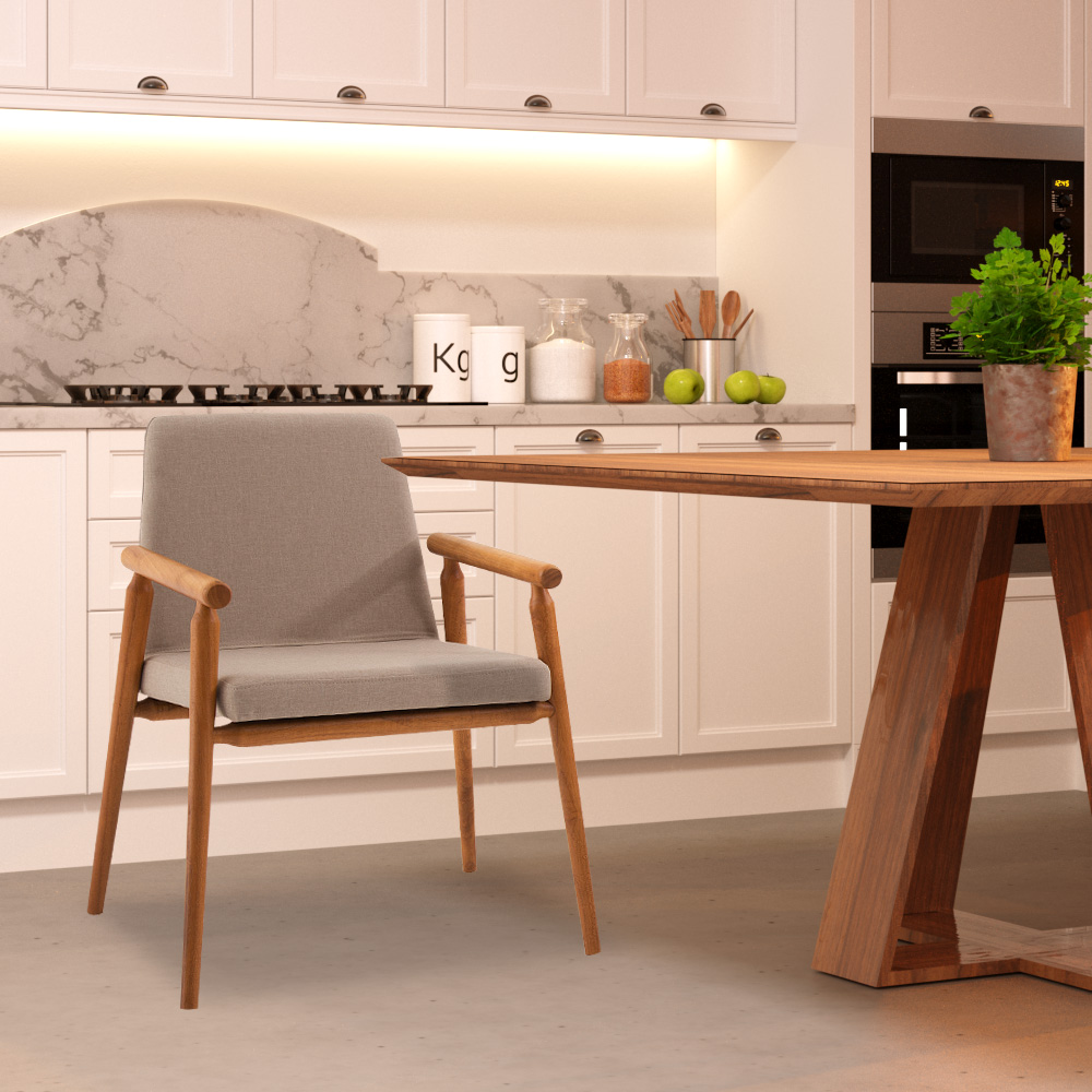 Kit 6 Cadeiras Decorativa Sala de Jantar Sidnei Linho Bege G17 - Gran Belo