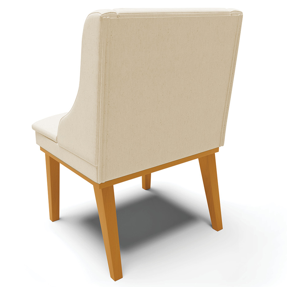 Kit 6 Cadeiras Decorativas Sala de Jantar Base Fixa de Madeira Firenze Linho Bege/Castanho G19 - Gran Belo