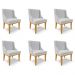 Kit 6 Cadeiras Decorativas Sala de Jantar Base Fixa de Madeira Firenze Linho Cinza/Castanho G19 - Gran Belo
