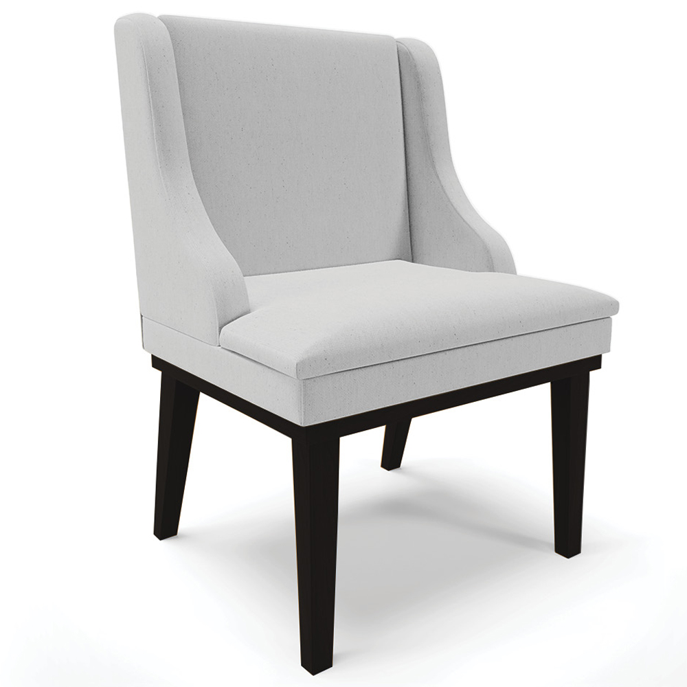 Kit 6 Cadeiras Decorativas Sala de Jantar Base Fixa de Madeira Firenze Linho Cinza/Preto G19 - Gran Belo