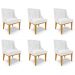 Kit 6 Cadeiras Decorativas Sala de Jantar Base Fixa de Madeira Firenze PU Branco Brilho/Castanho G19 - Gran Belo