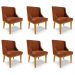 Kit 6 Cadeiras Decorativas Sala de Jantar Base Fixa de Madeira Firenze PU Nozes/Castanho G19 - Gran Belo