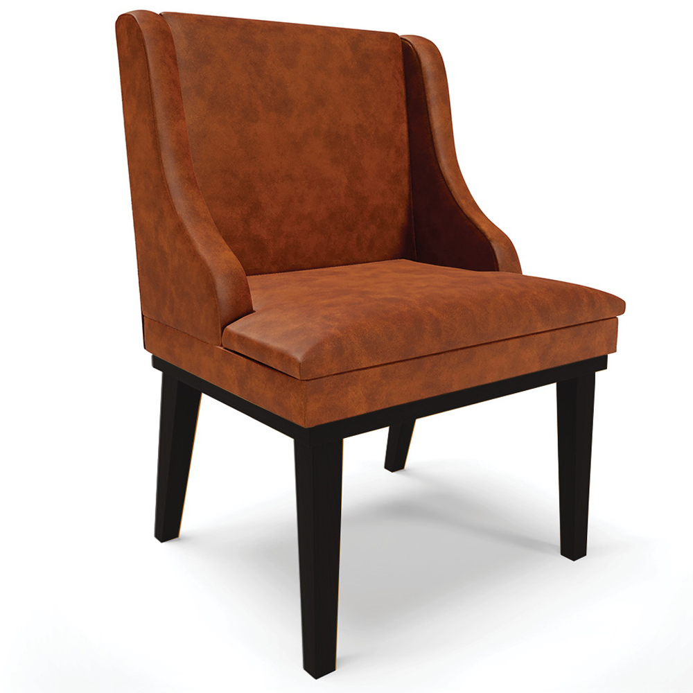 Kit 6 Cadeiras Decorativas Sala de Jantar Base Fixa de Madeira Firenze PU Nozes/Preto G19 - Gran Belo