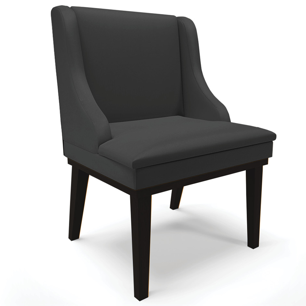 Kit 6 Cadeiras Decorativas Sala de Jantar Base Fixa de Madeira Firenze PU Preto Fosco G19 - Gran Belo